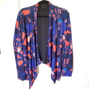 Geometric Open Front Jacket Blues/Oranges